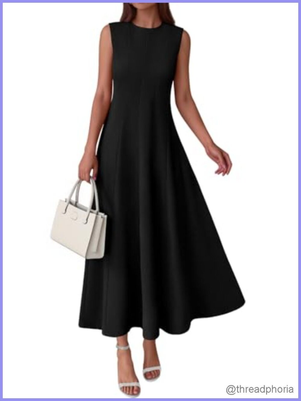 Sleeveless Cotton Blend Maxi Dress with Pockets High Waist Fit and Flare
